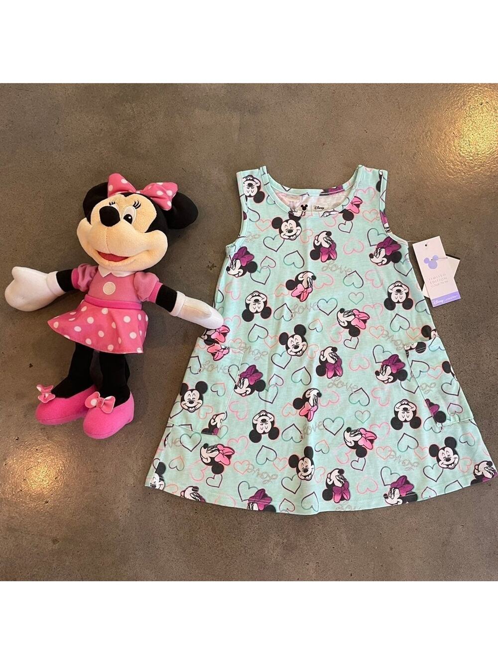Disney minnie mouse dress toddler girls 2T with plush talking doll toy bundle